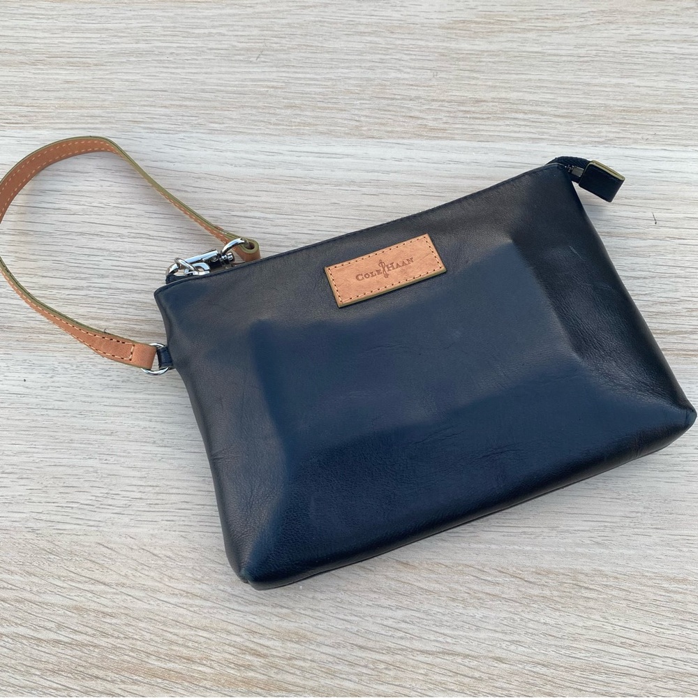 Cole Haan Black Leather Wristlet Pouch